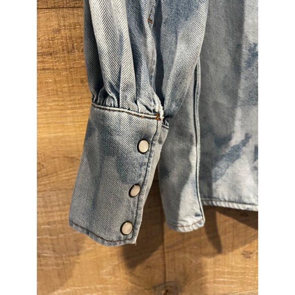 GANNI bleach denim button up shirt top size 34/ S - Picture 8 of 10